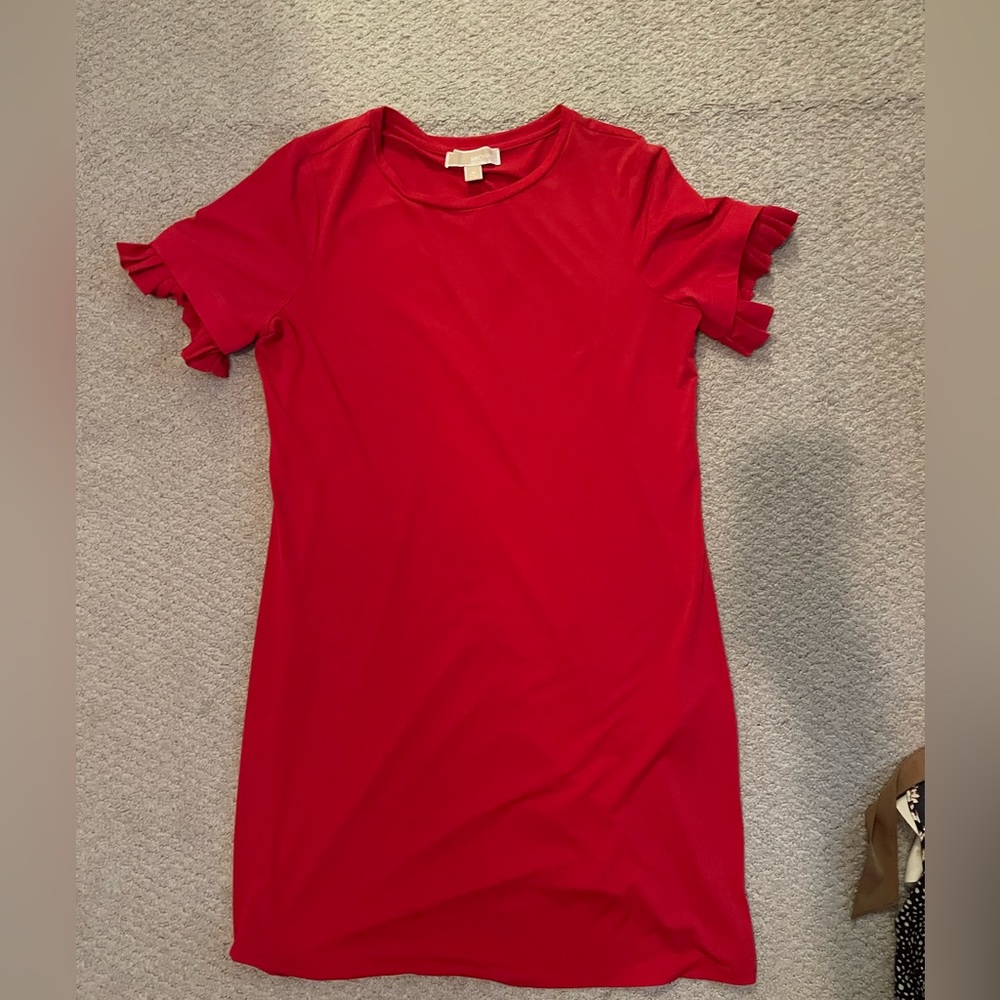 Red Michael Kors short sleeve shift dress